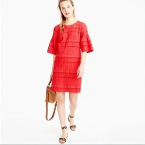 Flutter-sleeve shift dress in eyelet